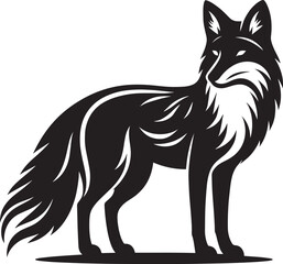 Fox animal Silhouette isolated on white background Minimalist fox vector illustration