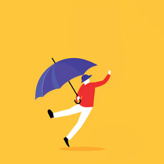 Colorful umbrella figure floating joyfully