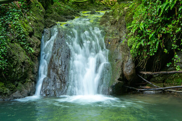 gorge of gea castel d'aiano waterfalls and streams among the bolognese mountains