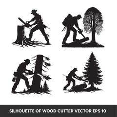 SILHOUETTE OF LUMBER JACK SET COLLECTION EPS 10