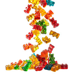 Colorful Gummy Bears Isolated on Transparent or White Background, PNG