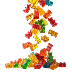 Colorful Gummy Bears Isolated on Transparent or White Background, PNG © The