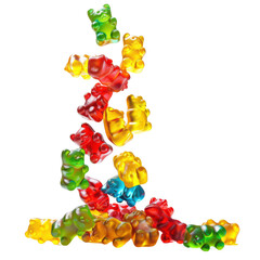 Colorful Gummy Bears Isolated on Transparent or White Background, PNG