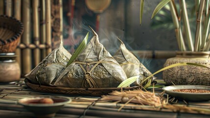 Zongzi Traditional Chinese Food Eaten