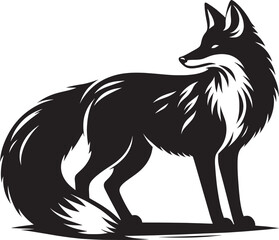 Fox animal Silhouette isolated on white background Minimalist fox vector illustration