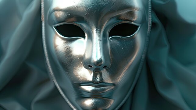 Anonymous shown by a silver head wearing a plain white mask path included