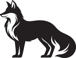 Fox animal Silhouette isolated on white background Minimalist fox vector illustration
