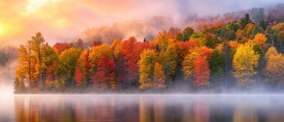 Obraz premium Lake Autumn Foliage