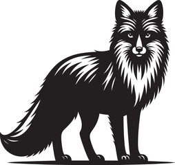 Fox animal Silhouette isolated on white background Minimalist fox vector illustration