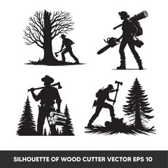 SILHOUETTE OF LUMBER JACK SET COLLECTION EPS 10