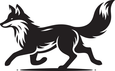Fox animal Silhouette isolated on white background Minimalist fox vector illustration