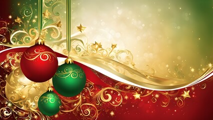 abstract illustration of christmas symbols with swirling red green and gold colors