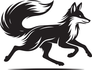 Fox animal Silhouette isolated on white background Minimalist fox vector illustration