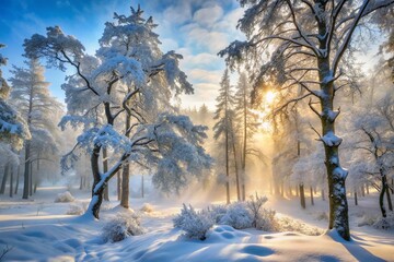 winter landscape with trees and snow