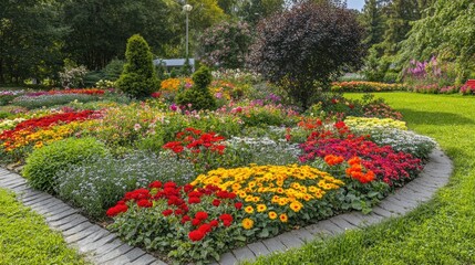 Obraz premium Landscaped flower garden