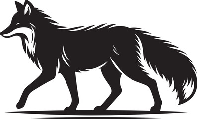 Fox animal Silhouette isolated on white background Minimalist fox vector illustration