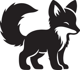 Fox animal Silhouette isolated on white background Minimalist fox vector illustration