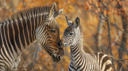 Fototapeta premium Grevy s zebra mare Equus grevyi with her suckling foal