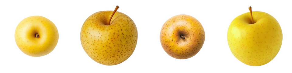 Isolated yellow apple on white background, full depth of field
