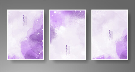 Set of cards with bright colorful vector watercolor background. Design for your date, postcard, banner.