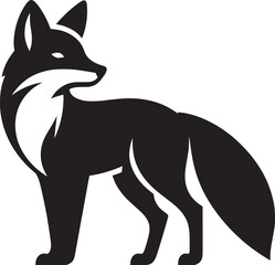 Fox animal Silhouette isolated on white background Minimalist fox vector illustration