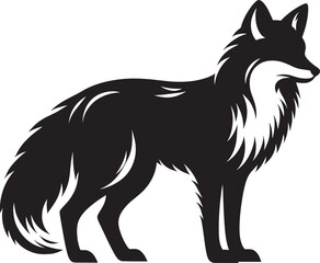 Fox animal Silhouette isolated on white background Minimalist fox vector illustration