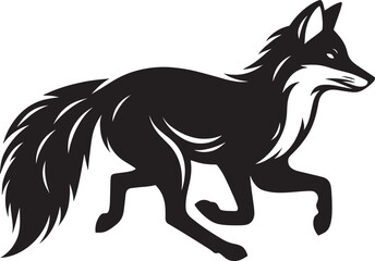 Fox animal Silhouette isolated on white background Minimalist fox vector illustration