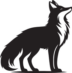 Fox animal Silhouette isolated on white background Minimalist fox vector illustration