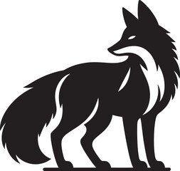 Fox animal Silhouette isolated on white background Minimalist fox vector illustration