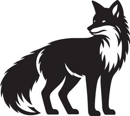 Fox animal Silhouette isolated on white background Minimalist fox vector illustration