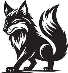 Obraz premium Fox animal Silhouette isolated on white background Minimalist fox vector illustration