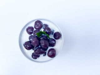 Biji Salak Kolak Candil Ubi Ungu, Purple Sweet Potato Ball with Sweet Coconut Milk Sauce for Ramadan Dessert