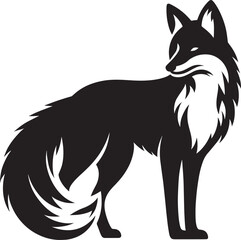 Obraz premium Fox animal Silhouette isolated on white background Minimalist fox vector illustration