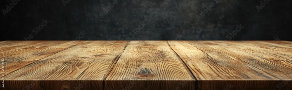 Poster 3d rendering of an empty wooden table for product display montages