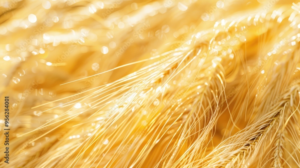 Poster straw texture close up yellow wheat spikelets