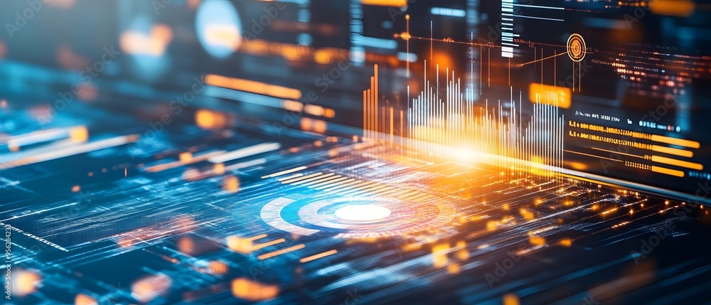 Poster abstract futuristic data visualization.