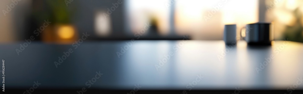 Poster 3d rendering of a black desk surface suitable for decor and background concepts