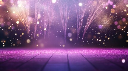 A stage glittering with fireworks, evoking a holiday spirit.