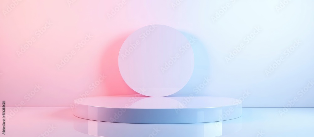 Poster minimalist 3d rendering of a podium in pastel colors for branding identity and packaging presentatio