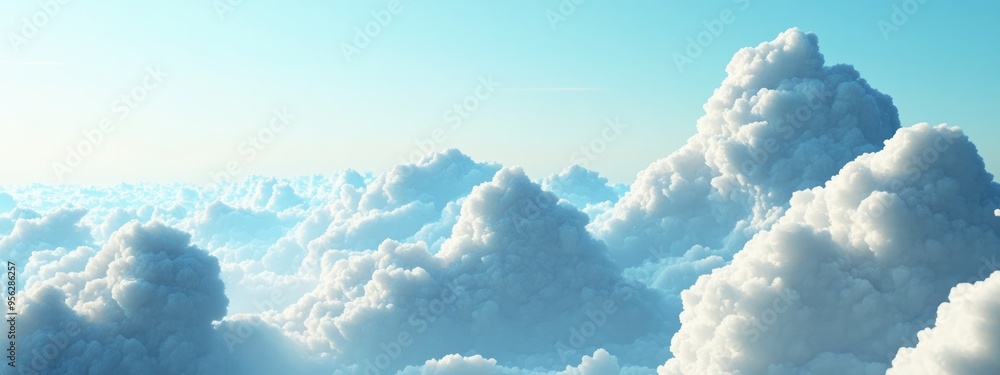 Poster bright natural texture of a sky filled with small clouds in a 3d cartoon rendering