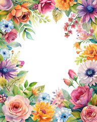 Fototapeta premium vibrant watercolor floral frame transparent background