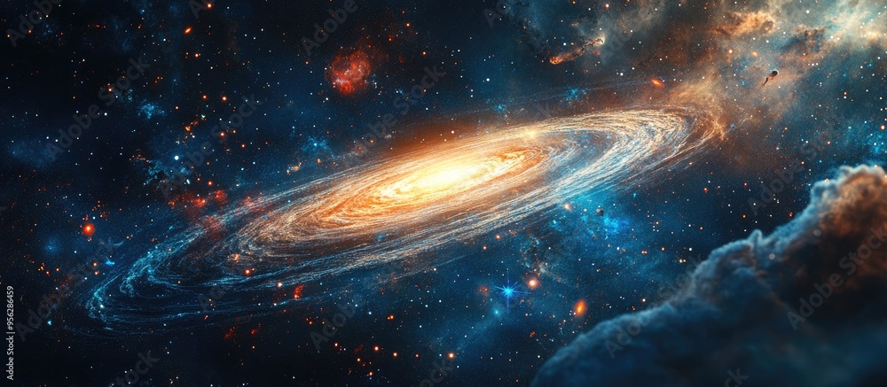 Poster endless universe in outer space featuring stars and galaxies showcased through 3d cartoon rendering 