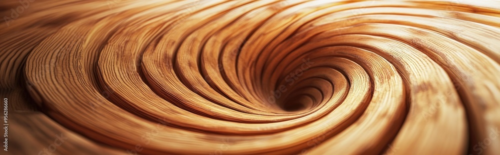 Poster Concentric abstract background featuring a wood texture in 3D cartoon rendering