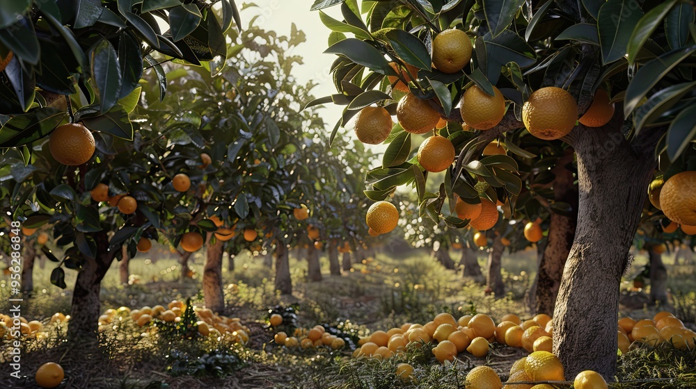 Poster grapefruit trees have a lot of fruit