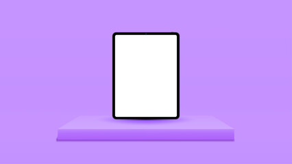 3D Tablet and Smart Device Display on Podium: Perfect for Website Banners, App Promotions, Online Shopping, Mobile Gaming, and Social Media - Vector Graphic