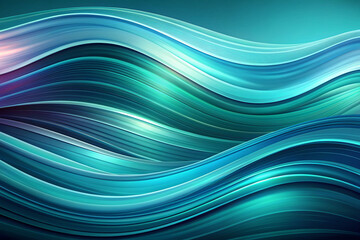 Fototapeta premium Smooth Flowing Waves in Shades of Blue and Teal with Curved Lines