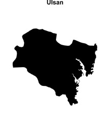 Ulsan province blank outline map