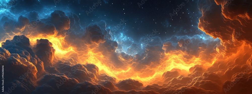 Aufkleber 3D cartoon rendering of abstract fractal clouds ideal for projects related to the universe cosmos astronomy science and education