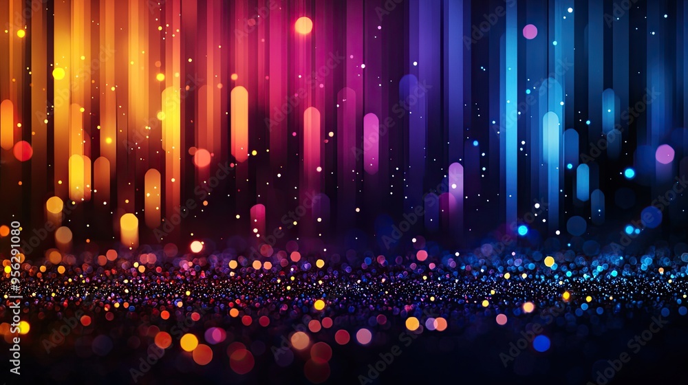 Aufkleber a vibrant abstract background with colorful light streaks and sparkling bokeh effects, perfect for d
