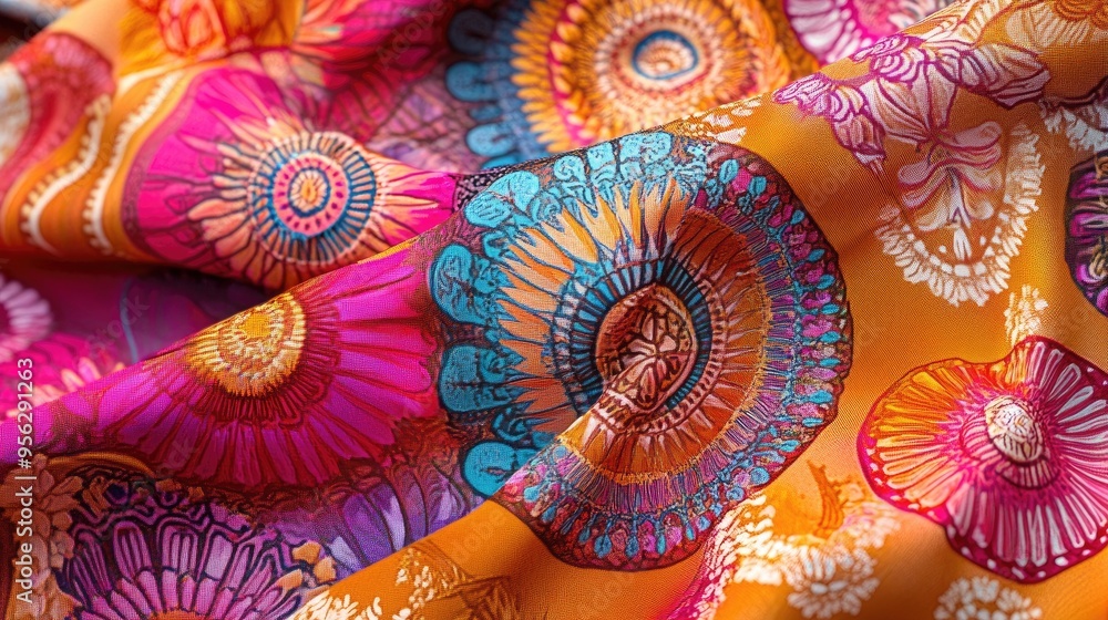 Poster digital dupatta design featuring intricate patterns and vibrant colors